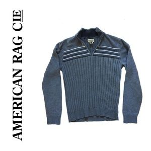 American Rag Half-Zip Ribbed Sweater w/ Stripes